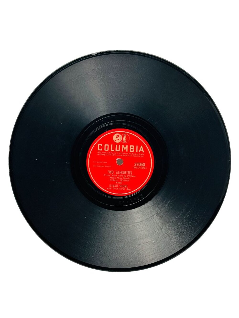 Dinah Shore Two Silhouettes 10 Inch Shellac 78 RPM Columbia Records 37050 VG+